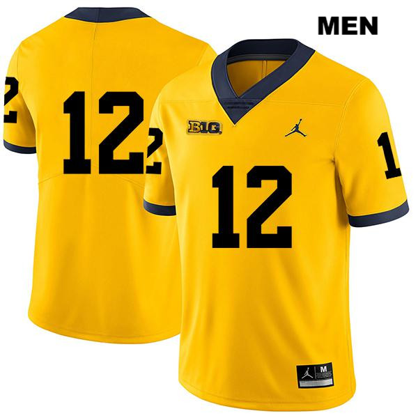 Men's NCAA Michigan Wolverines Cade McNamara #12 No Name Yellow Jordan Brand Authentic Stitched Legend Football College Jersey MO25C31WK